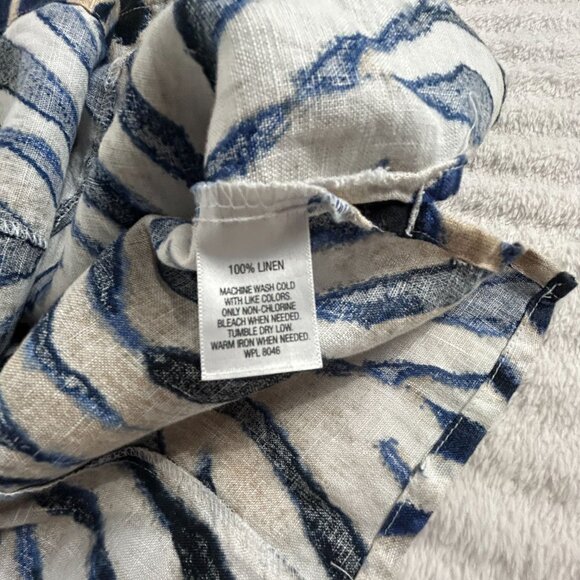 JM Collection Petite Womens Size 16P Zebra Print Button-Up Linen Shirt Top Blue - Picture 4 of 7